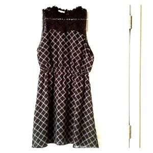 Black and white sleeveless dress